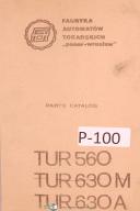 Ponar Wroclaw-Ponar Wroclaw Operators Instruction and Supplement TUR 630-A Lathe Manual-TUR 630A-02